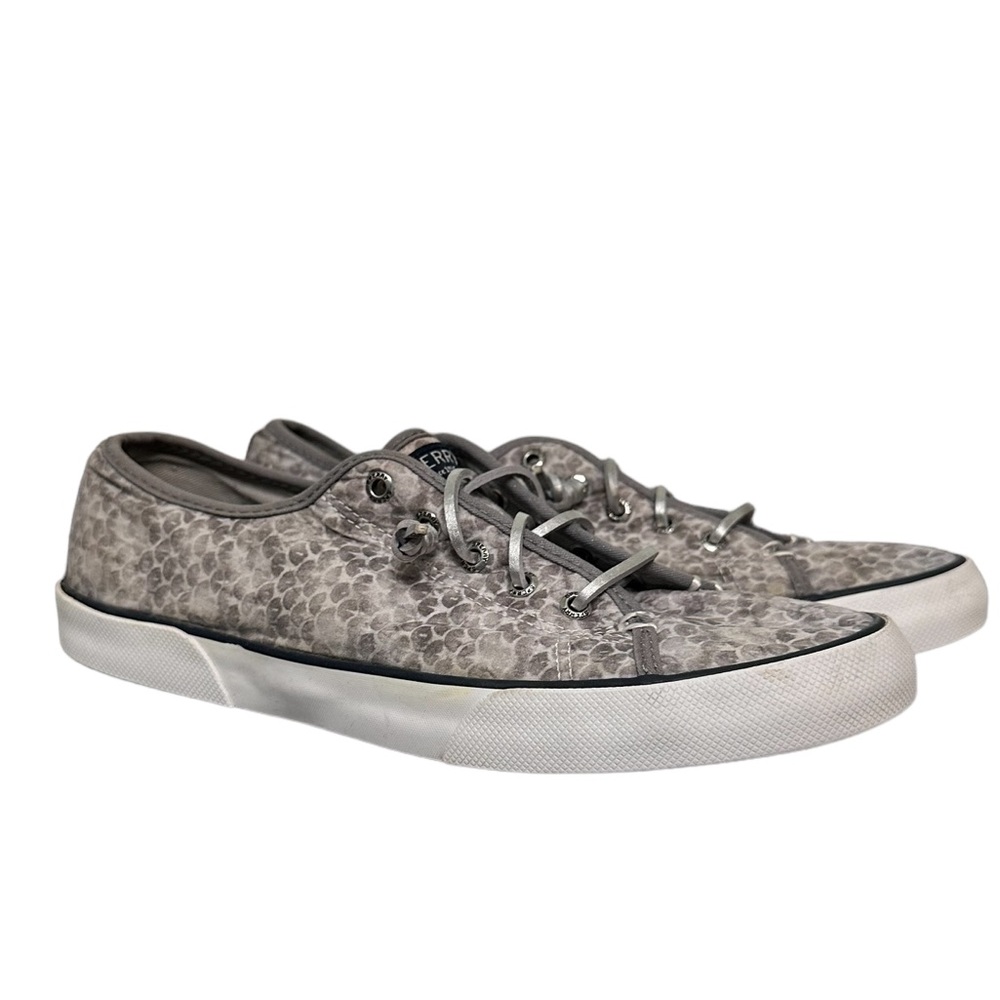 SPERRY: Women’s Top Slider Gray Snakeskin Sneakers - Size 10
